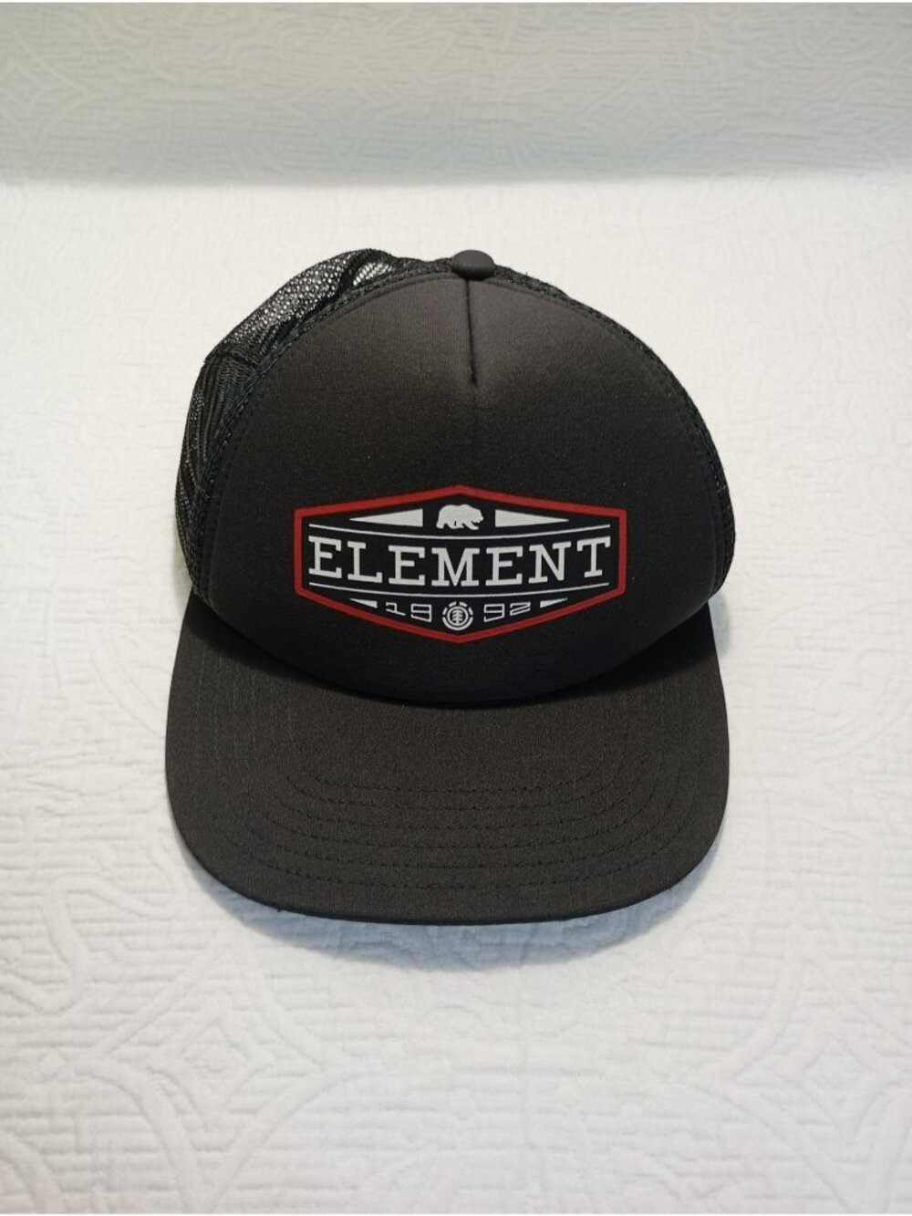 Element Black Mesh Trucker Hat Snapback Adjustable Logo Design